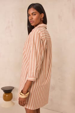 Striped cotton shirt dress LISEA;${refinementColor}