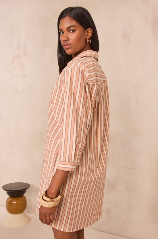 Striped cotton shirt dress LISEA;${refinementColor}