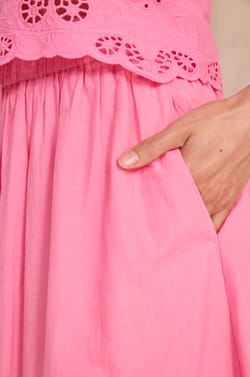 Brown embroidered cotton skirt;${refinementColor}