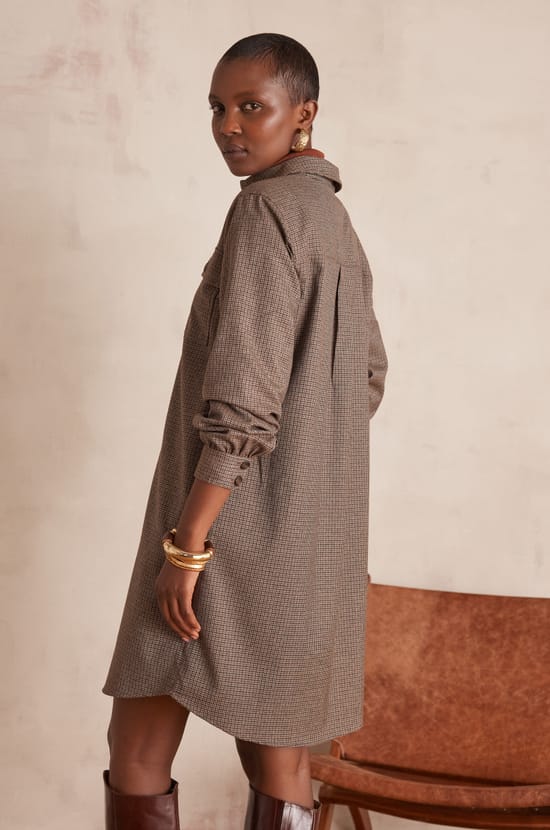 MARLINE Dress with houndstooth pattern;${refinementColor}