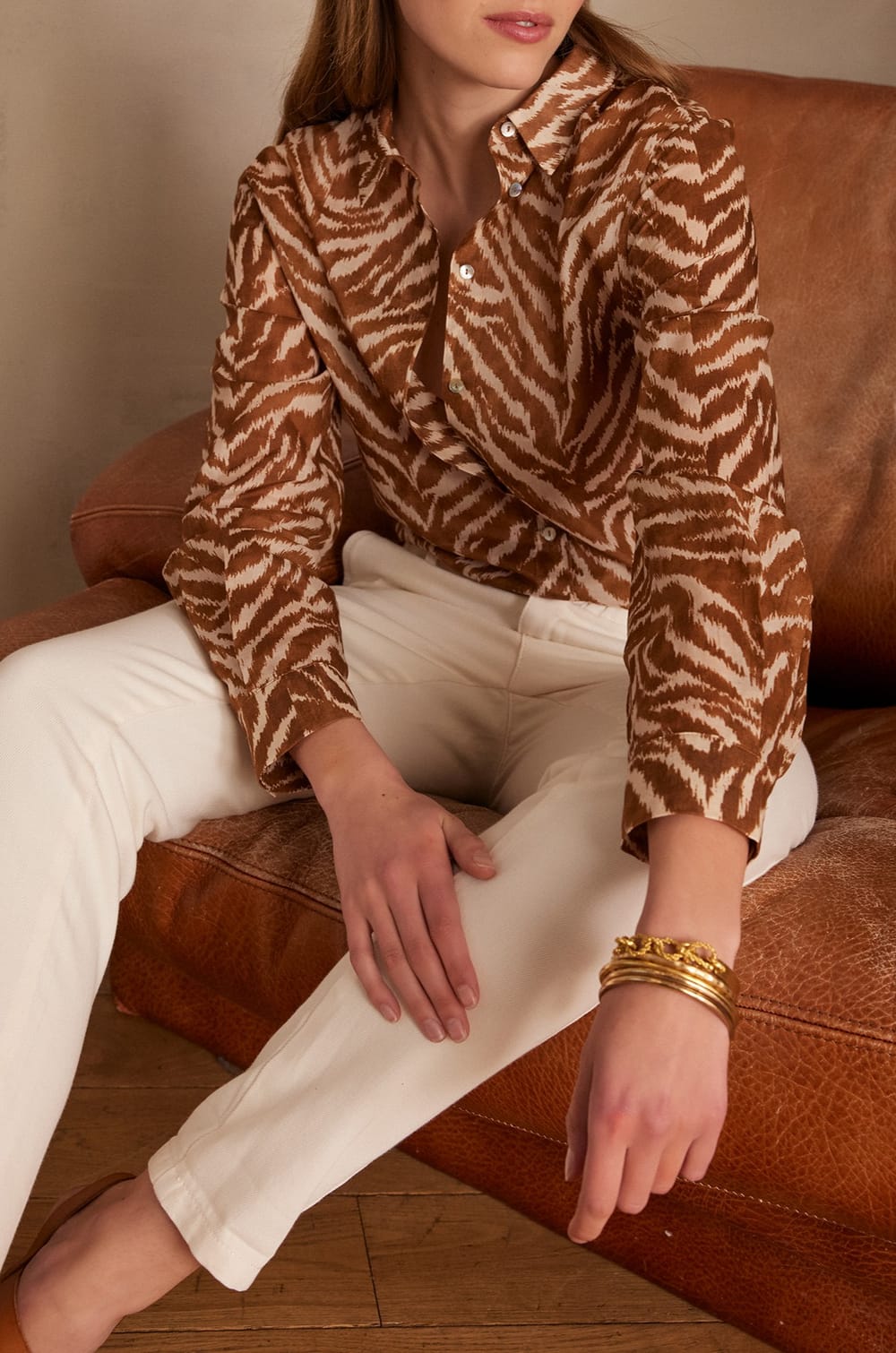 COLETTE blouse in zebra print cotton;${refinementColor}