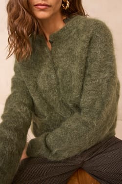 Long sleeve sage sweater in blended mohair ASSIA;${refinementColor}