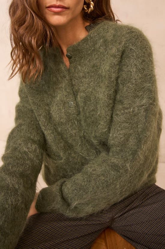 Long sleeve sage sweater in blended mohair ASSIA;${refinementColor}