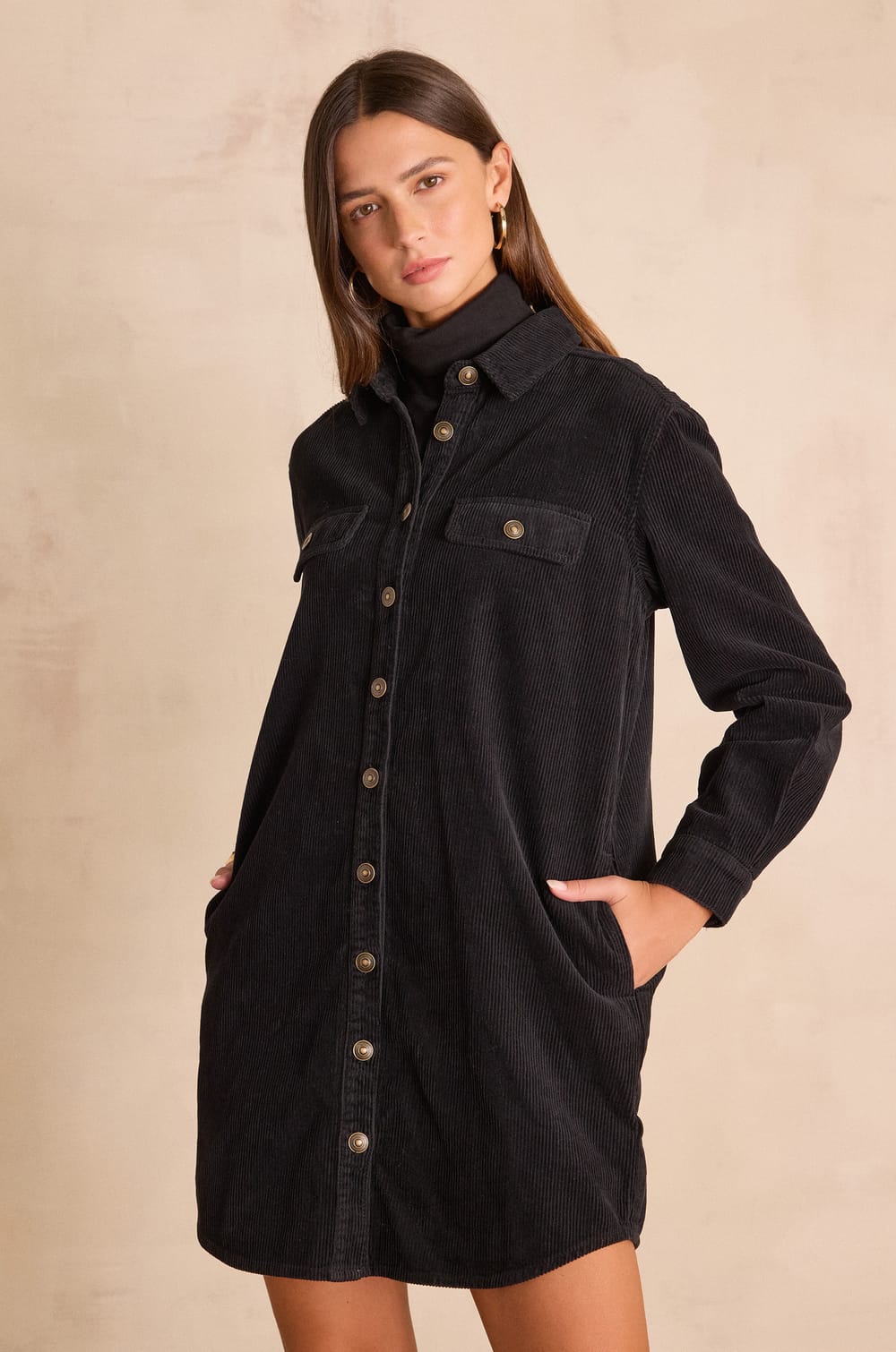 CENDRA velvet shirt dress;${refinementColor}