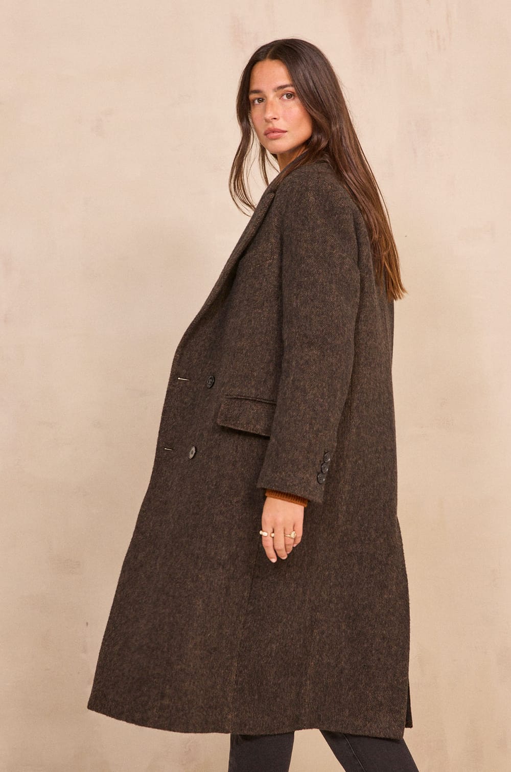 Long sleeve dense knit coat DJOVANNI;${refinementColor}