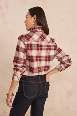 Plaid blouse with high collar DENIS;${refinementColor}
