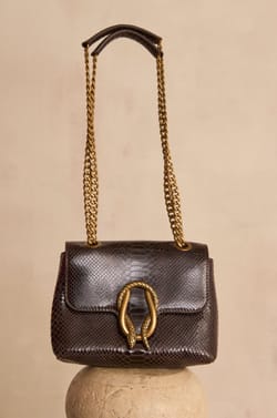 Small chocolate leather bag LEON;${refinementColor}
