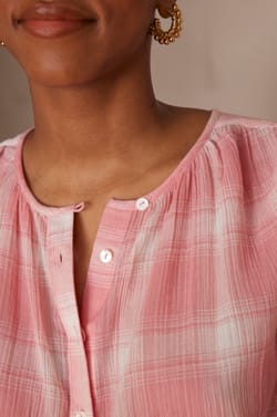 Blouse POMME en coton &agrave; carreaux;${refinementColor}