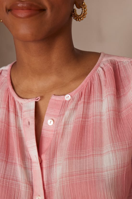 Blouse POMME en coton &agrave; carreaux;${refinementColor}