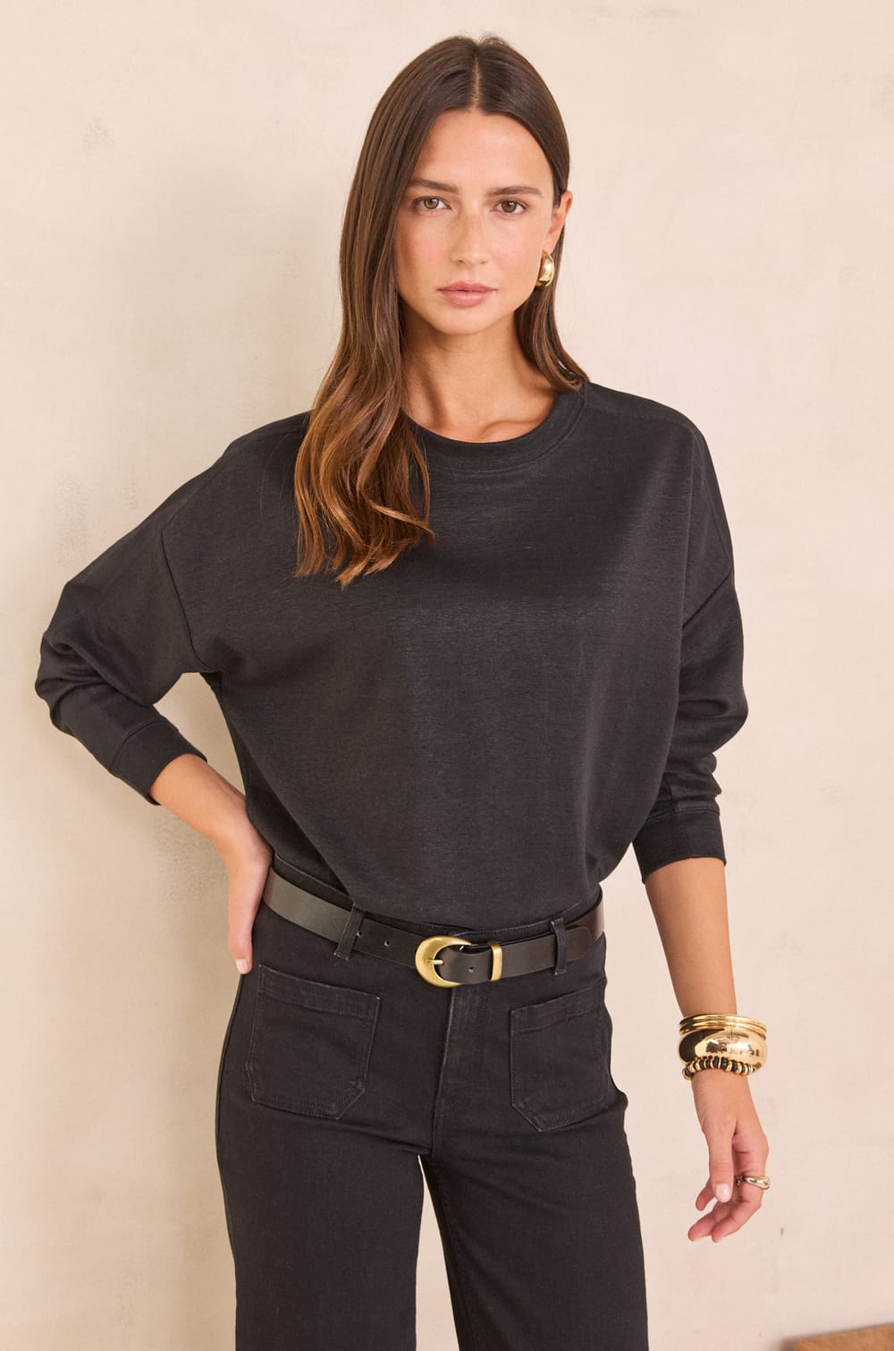 Sweat-shirt en lin et coton LISA;${refinementColor}