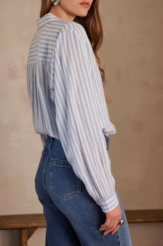 Chemisier POPPY en coton et lin ray&eacute;;${refinementColor}