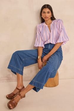 Long-sleeve striped cotton blouse DARINA;${refinementColor}