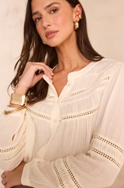 MAYA long-sleeve embroidered blouse;${refinementColor}