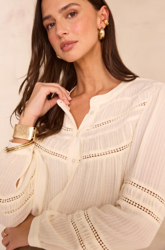 MAYA long-sleeve embroidered blouse;${refinementColor}