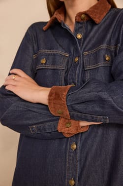 Straight denim and corduroy dress PAULINA;${refinementColor}