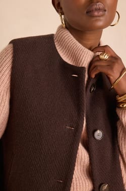 Gilet &agrave; franges PAIGE en laine;${refinementColor}