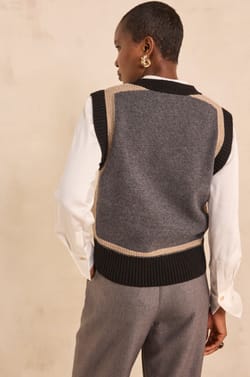 Pull sans manches anthracite en laine ANOUK;${refinementColor}