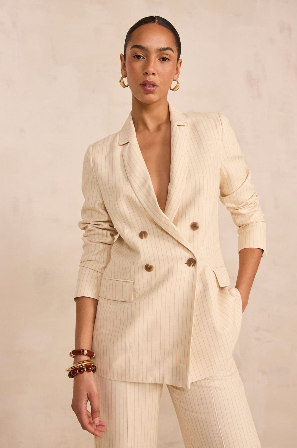 FLORINE striped jacket;${refinementColor}