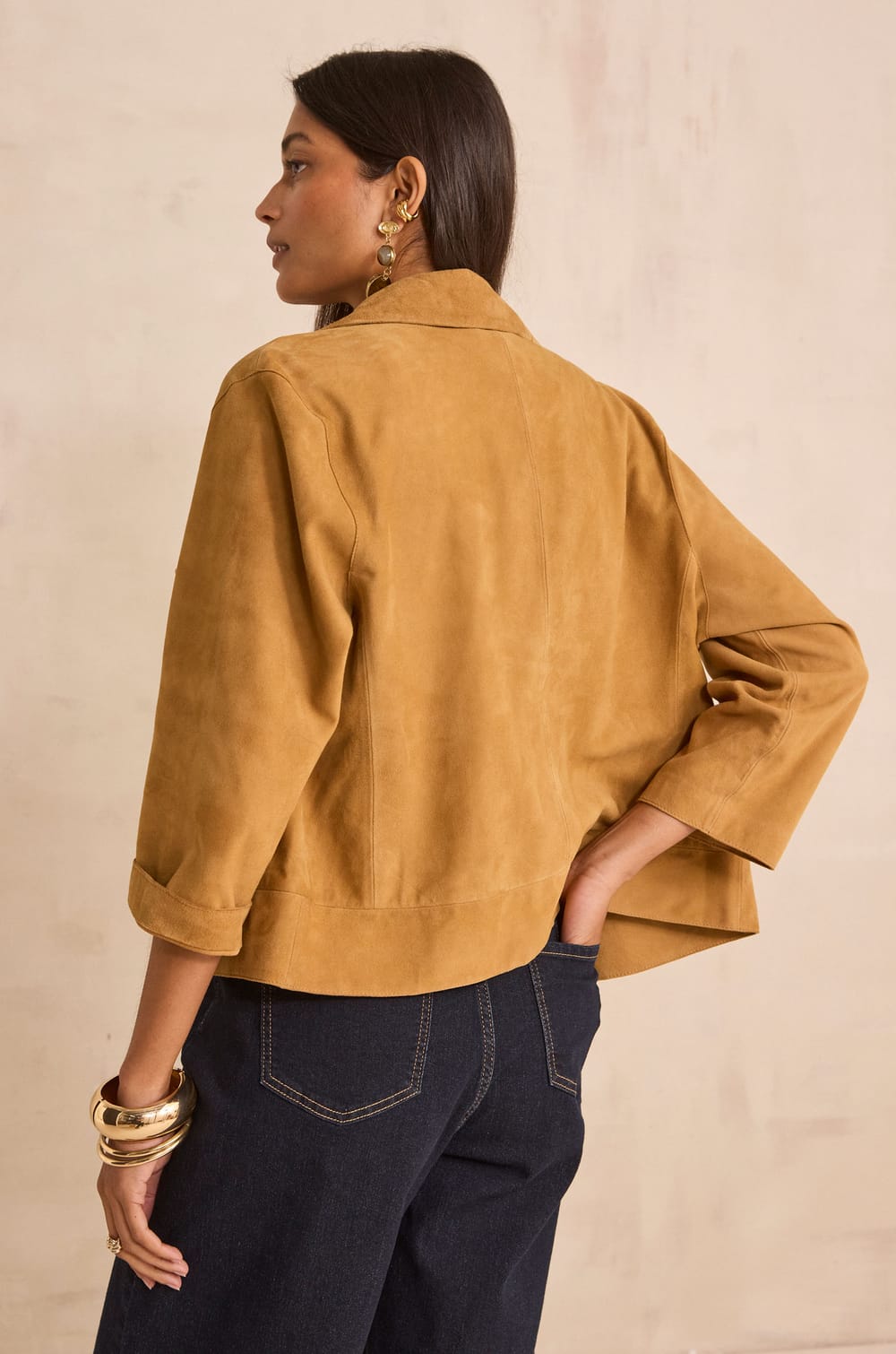 3/4 sleeve leather shirt CLARA;${refinementColor}
