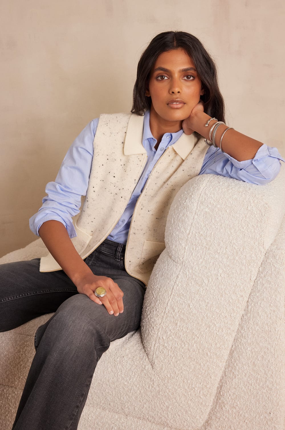 BENJI sleeveless cardigan;${refinementColor}