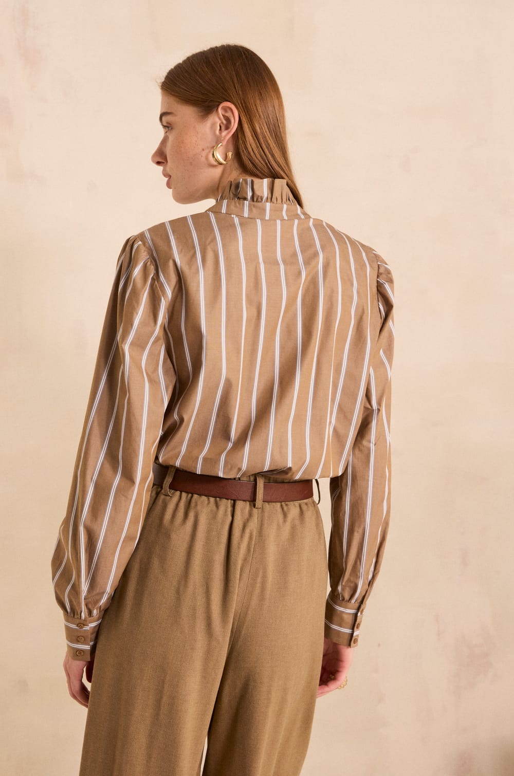 Striped long-sleeved cotton blouse SALIA;${refinementColor}