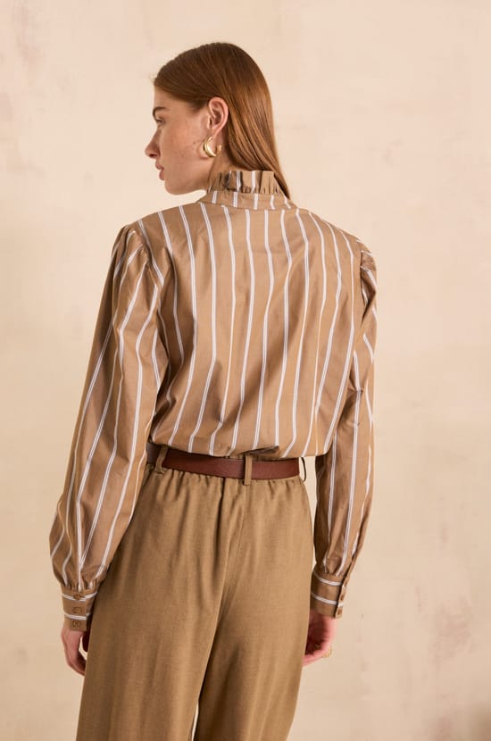 Striped long-sleeved cotton blouse SALIA;${refinementColor}