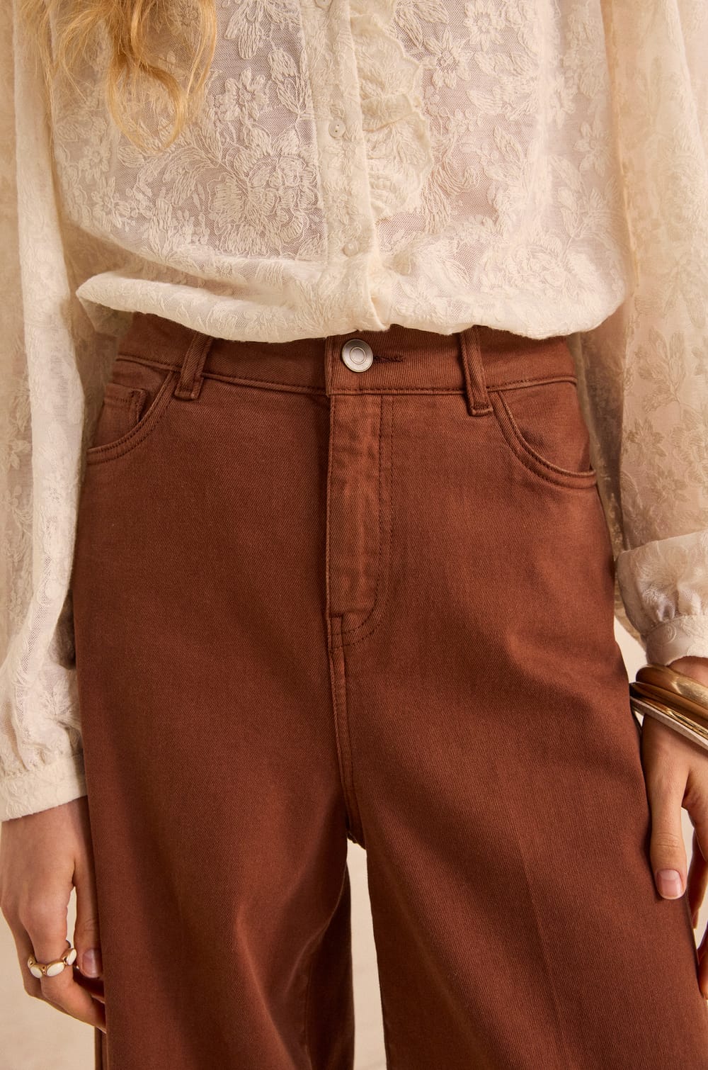 Jean wide leg en coton SHELBY;${refinementColor}