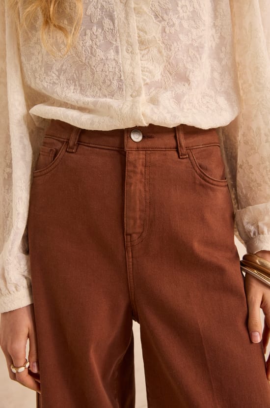 Jean wide leg in cotton SHELBY;${refinementColor}