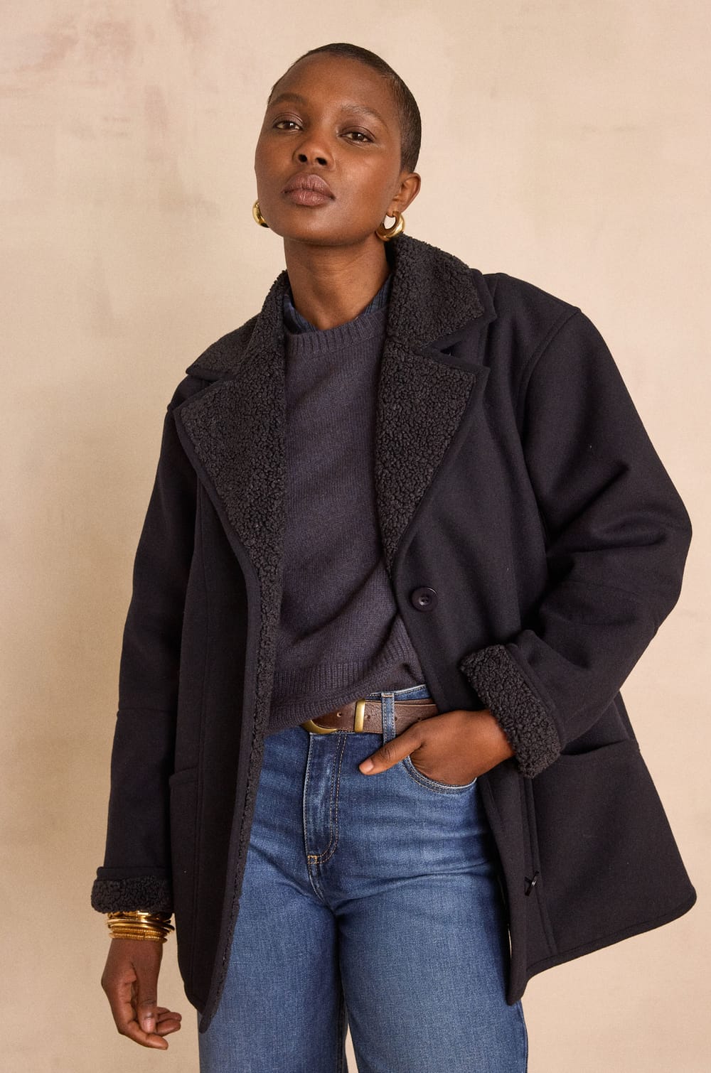 Manteau DEBBIE effet moutonn&eacute;;${refinementColor}