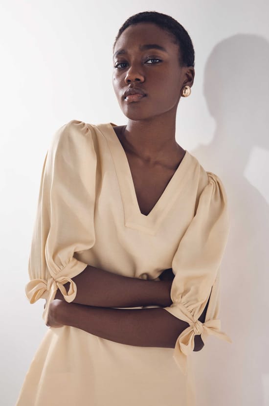 Short straight dress with 3/4 sleeves BONA;${refinementColor}