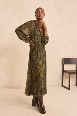 Robe fluide vert sapin en viscose PEPITE;${refinementColor}