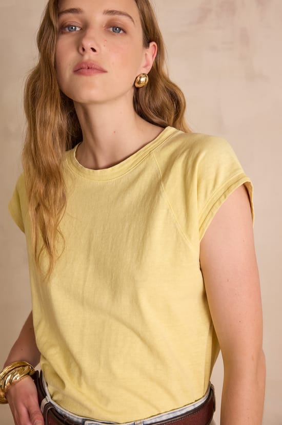 AURA T-shirt in hemp and cotton;${refinementColor}