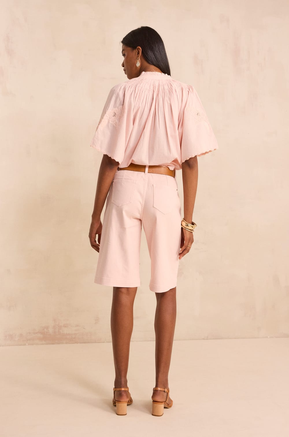 Bermuda en coton m&eacute;lang&eacute; RAYAN;${refinementColor}