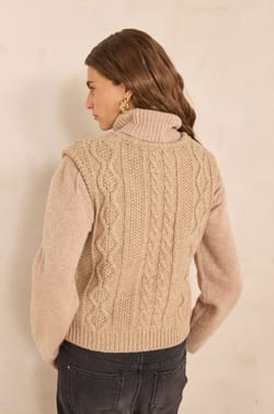 Sleeveless cotton and wool blend sweater AMEL;${refinementColor}
