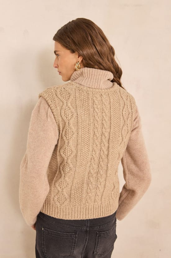 Sleeveless cotton and wool blend sweater AMEL;${refinementColor}