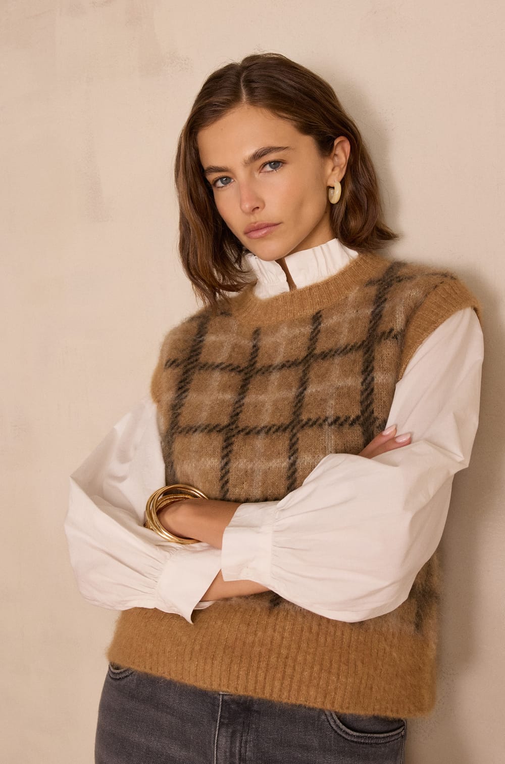 BLONDIE sleeveless alpaca jumper;${refinementColor}