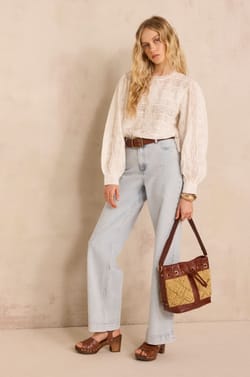 Embroidered long-sleeve cotton blouse DORIS;${refinementColor}