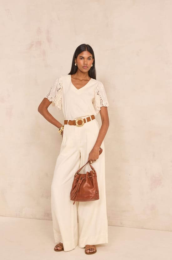 Embroidered short sleeve cotton T-shirt LOLA;${refinementColor}