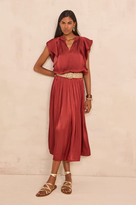 Jupe midi satin&eacute;e JULIANA;${refinementColor}