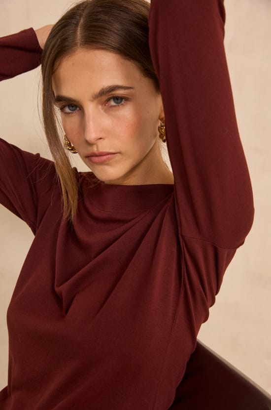 TANGUY cotton blend boat neck T-shirt;${refinementColor}