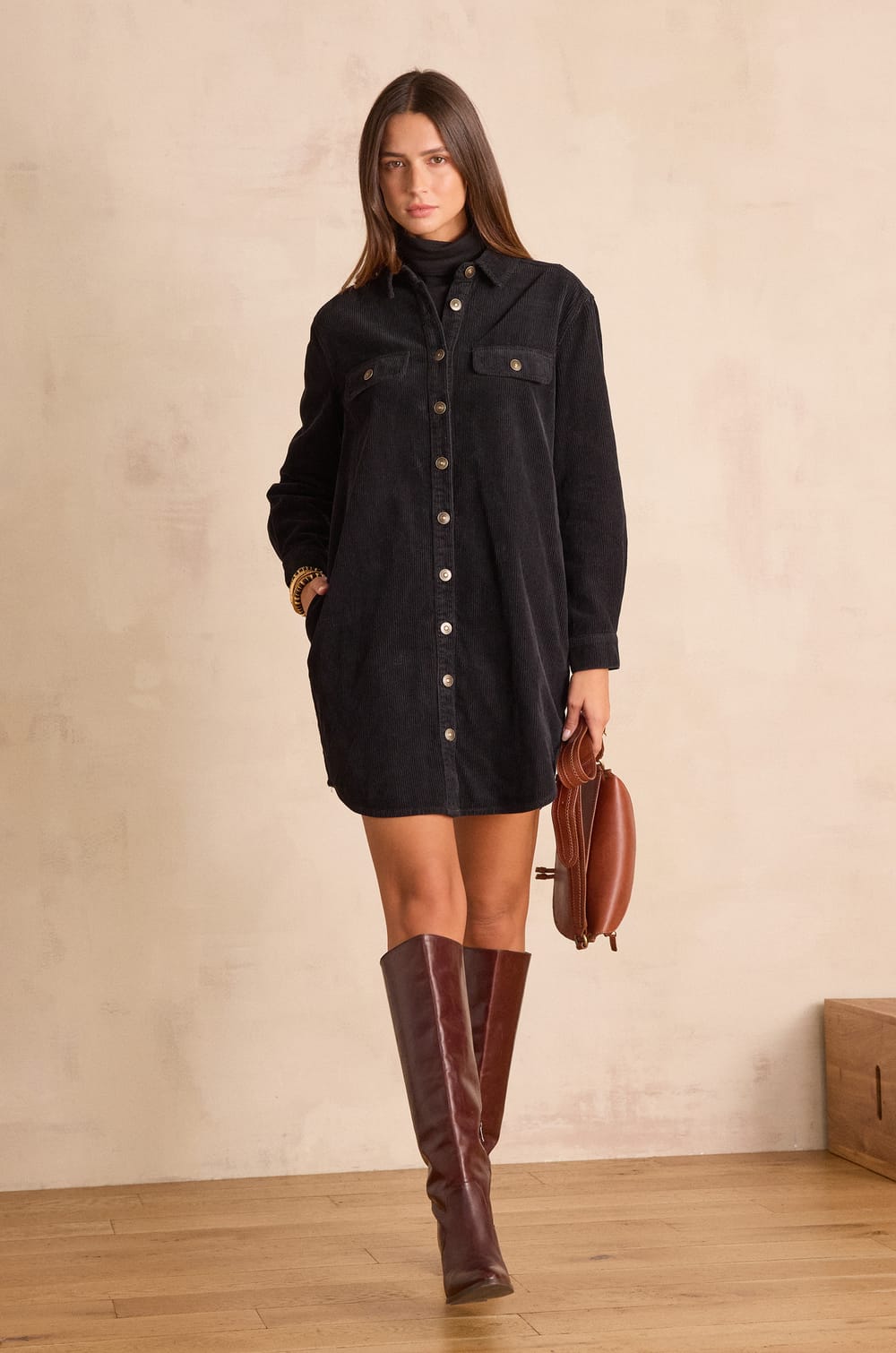 CENDRA velvet shirt dress;${refinementColor}