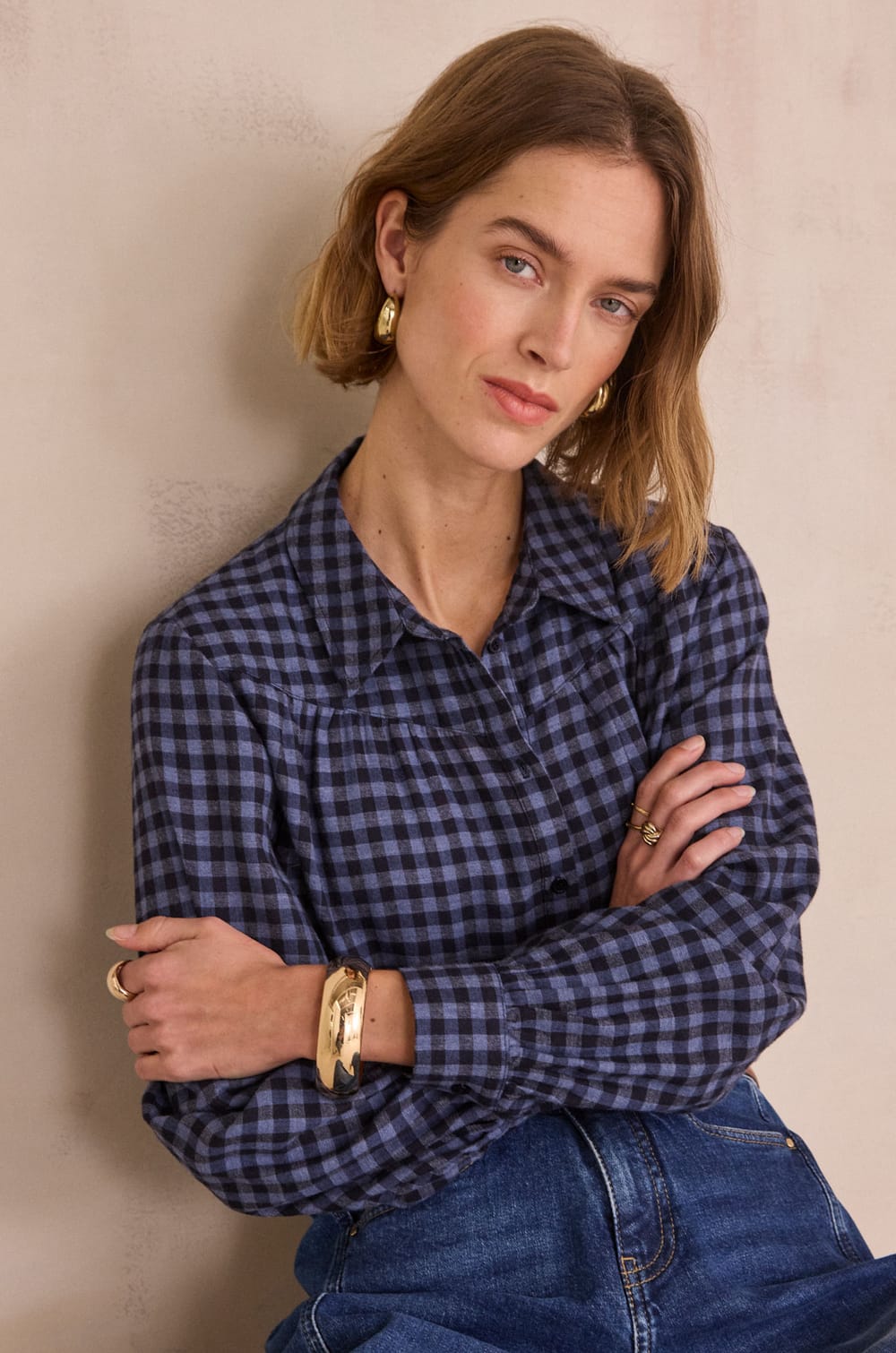 DANIA checkered shirt;${refinementColor}