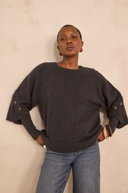 ALYA 3/4 Sleeve Cashmere Sweater;${refinementColor}