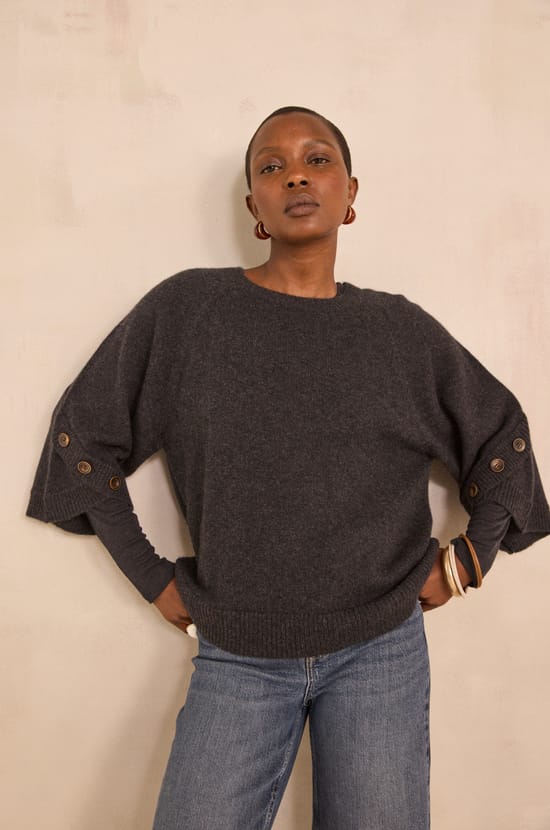 ALYA 3/4 Sleeve Cashmere Sweater;${refinementColor}