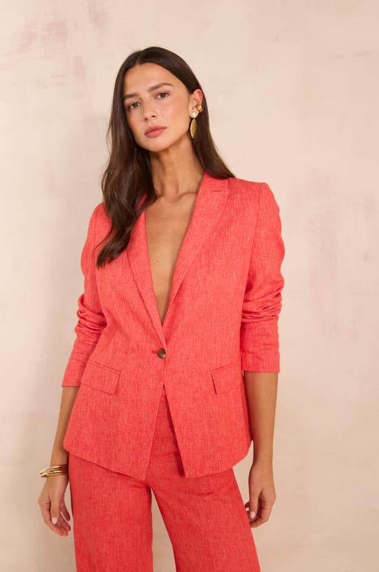 SIMONE linen blend tailored jacket;${refinementColor}