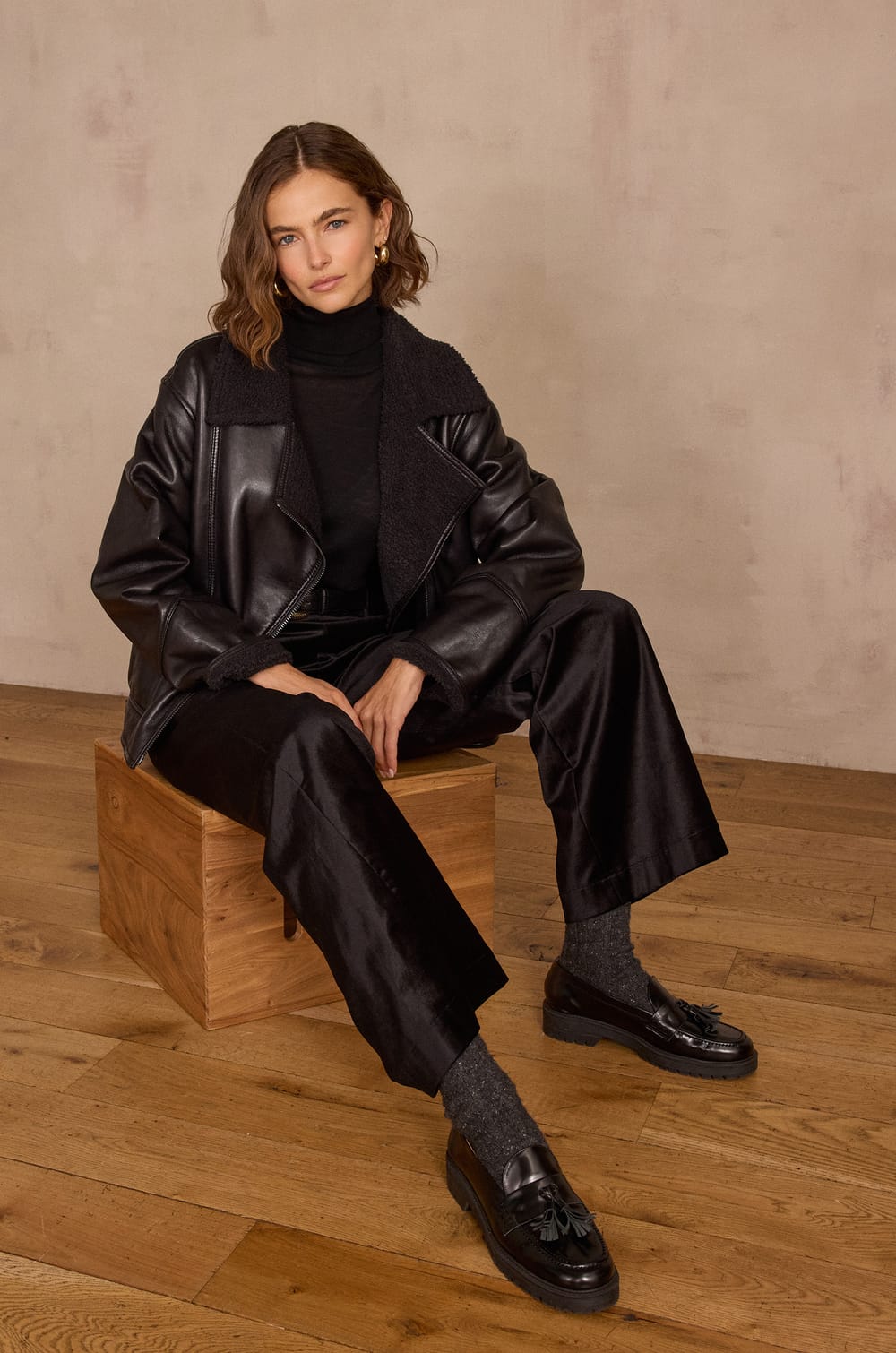 FOLIO leather jacket;${refinementColor}