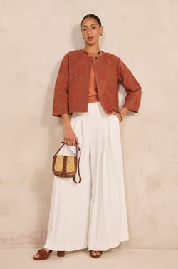 Veste brod&eacute;e &agrave; manches 3/4 en coton VITALIE;${refinementColor}