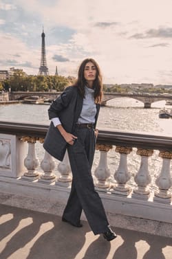 High-waisted plaid suit trousers LAYLA;${refinementColor}