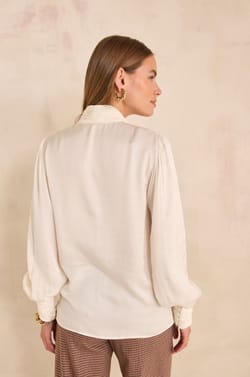 Cream long-sleeved viscose blouse MAY;${refinementColor}