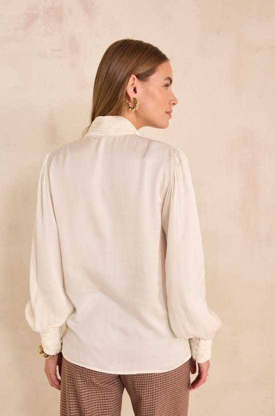 Cream long-sleeved viscose blouse MAY;${refinementColor}